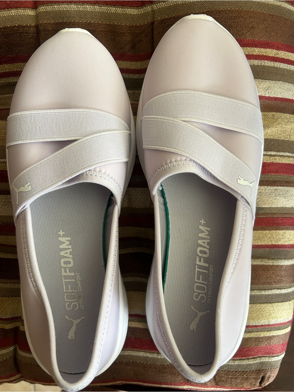 Puma Slip-On Sneakers in Light Purple with Elastic Straps